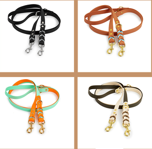 Conjunto de Correa y <span class=keywords><strong>Collar</strong></span> para Mascotas de Cuero PU Trenzado a Mano, Ajustable, Duradero, Suave y de Lujo, Correa Retráctil para Perros con Manos Libres - Product Image 2