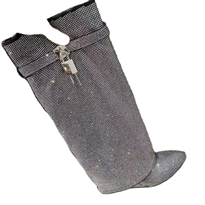 <span class=keywords><strong>Stivali</strong></span> di Lusso Completamente Decorati con Diamanti, Morbidi e Lucidi, Slip-on con Tacco a <span class=keywords><strong>Zeppa</strong></span>, Scarpe da Donna con Chiusura Metallica, <span class=keywords><strong>Stivali</strong></span> Alti fino al Ginocchio - Product Image 5