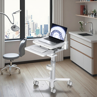 Chariot médical dentaire en aluminium réglable, chariot informatique multifonctionnel à 4 roulettes, léger pour scanner oral en milieu hospitalier