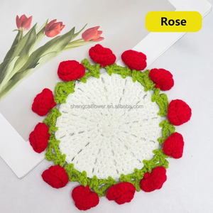 Ramo de Flores de Ganchillo Hecho a Mano: Girasol, Rosa, Lirio de los Valles, Flor de No <span class=keywords><strong>Me</strong></span> Olvides, Maceta y Posavasos. Regalo para el Día de la Madre, Maestros y Graduaciones. - Product Image 6