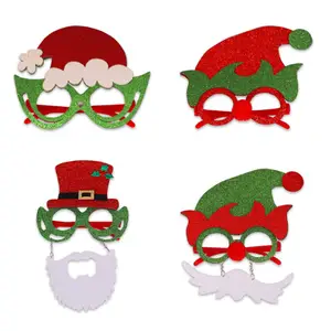 Christmas Party Supplies Glitter Felt Mask Santa Home Decor Decorative nose glasses with mustache Santa Claus glasses