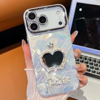 Miroir de maquillage de luxe Queen's avec poudre scintillante et étui de téléphone en diamant pour iPhone 13 14 15 16 17 Air 17 Pro Max 16e 16 Plus