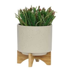 Vasi per Fiori con Supporto in Legno per Arredamento Casa, Fioriere Decorative da Tavolo, Ingresso, Patio e Giardino, Espositori Rialzati - Product Image 3