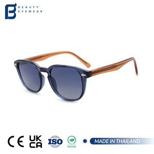 Gafas <span class=keywords><strong>de</strong></span> Sol <span class=keywords><strong>de</strong></span> Diseño <span class=keywords><strong>de</strong></span> Lujo para Hombre, Montura <span class=keywords><strong>Azul</strong></span> Clásica, Patillas Marrones, Logotipo Personalizado para Promoción <span class=keywords><strong>de</strong></span> Marca - Product Image 1