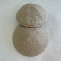 Kippa en lin naturel beige en gros, broderie personnalisée, 4 panneaux, respirante, Kippot juive, Yarmulke, Bar Mitzvah, Judaica