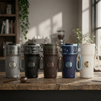Tasse de bureau isotherme à double paroi en acier inoxydable écologique réutilisable avec paille rabattable pour café et eau