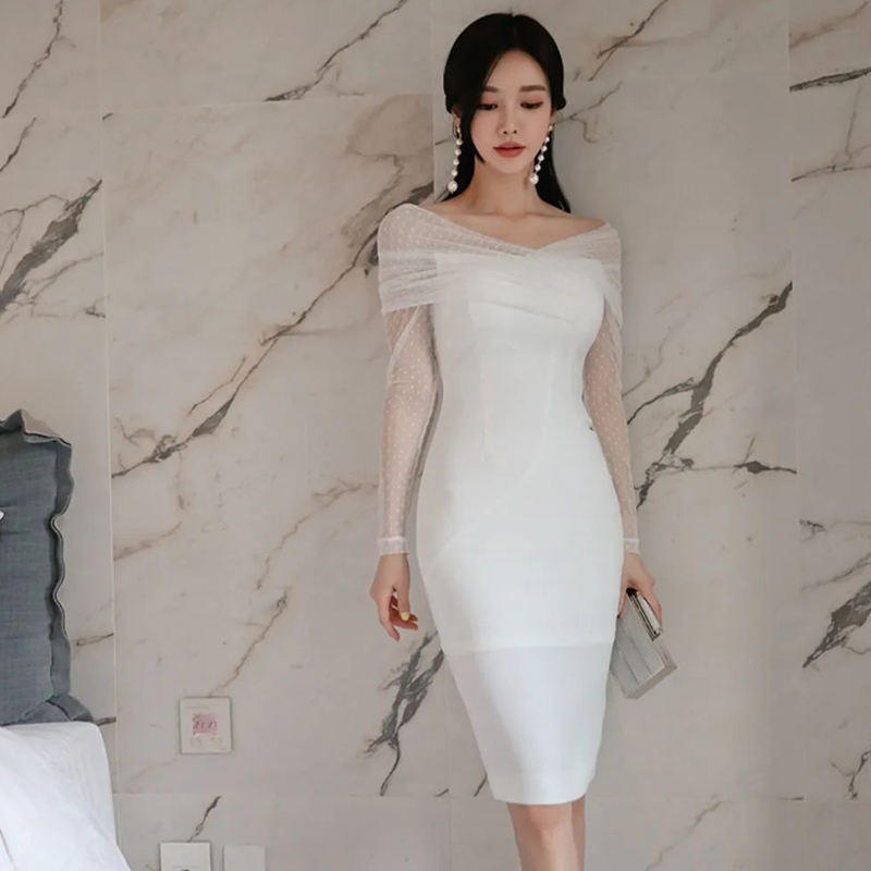 Knee Length White Dresses Elegant Stylish Fashion