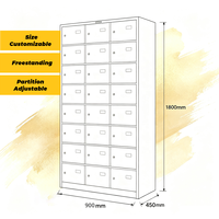 Armoire de rangement commerciale à 24 compartiments pour salle de sport, école, personnel, avec plusieurs portes, en acier, métallique, démontable, pour bureau
