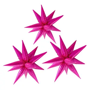Star Cone Foil Balloon Valentino Pink Starburst Explosion Spike Star Balloons For Girl Birthday Party Decoration