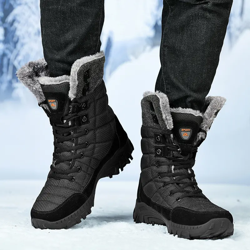 Outdoor Martin Boots Men's High-top Snow Shoes Waterproof Non-slip Winter Plush Warm Cotton Boots