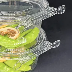 Novo design de recipiente de alimentos redondo de plástico com caixa evidente de função