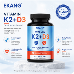 Cápsulas Veganas de Vitaminas K2+D3 de Marca Privada, Suplemento Diario a Base de Plantas para el Bienestar del Cabello, la Piel y las Uñas - Product Image 1