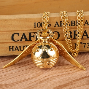 Montre de poche à quartz vintage en forme de Snitch dorée avec ailes d'ange, chaîne de pull, pour hommes, femmes et enfants - Product Image 6