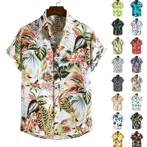 OEM/ODM camisa de hombre مانغا كورتا الأكمام المطبوعة ملابس الشاطئ عارضة الرجال قمصان قصيرة الأكمام مخصصة للرجال
