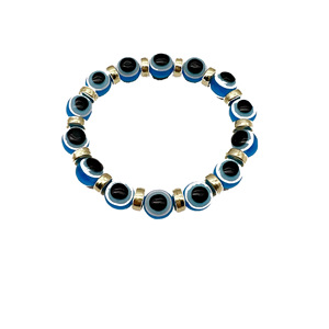 Turkish Blue Eyes Elastic <b>Beaded</b> <b>Bracelet</b> Gold Electroplated Unisex Jewelry Gift Yiwu Origin - Product Image 5