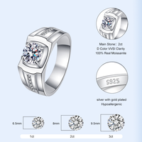 Hip Hop Style 1ct Moissanite Creux Diamant Étoile Mâle Anneau 925 Bijoux De Mariage En Argent Sterling pour Hommes