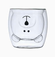 Tasse en verre borosilicate à double paroi isolée, motif ours mignon, pour café et jus, idéale pour la maison – Nouveauté usine, vente chaude