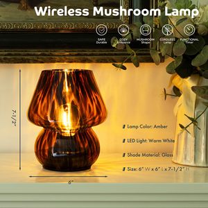 YONGZE High-quality <b>Glass</b> <b>Mushroom</b> Night Lights and Wireless Table <b>Lamps</b> Suitable for Restaurant and Decorations - Product Image 3