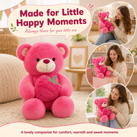 Ours en peluche avec coussin fraise, rose doux, cadeau de la Saint-Valentin