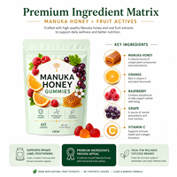 Gummies au miel de Manuka naturel avec extrait de pépins de raisin, sans gélatine, à la pectine, pour le soutien quotidien de la bien-être, vente en gros