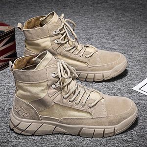 Bottes de désert britanniques mi-hautes pour hommes, style rétro jaune, résistantes à l'usure, chaussures de travail, mode, talon dissimulé, pour l'extérieur - Product Image 5