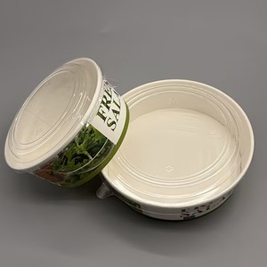 Bol à salade imprimé avec logo personnalisé, anti-fuite, résistant à la graisse, jetable, pour plats à emporter, avec couvercle transparent en PET - Product Image 6