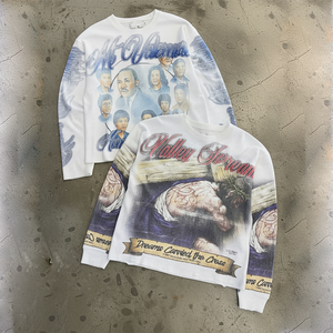 T-shirt thermique gaufré à manches longues pour homme avec impression DTG graphique, effet délavé vintage et usé, en maille gaufrée thermique à manches longues - Product Image 6