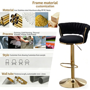 <span class=keywords><strong>Tabouret</strong></span> <span class=keywords><strong>de</strong></span> <span class=keywords><strong>bar</strong></span> moderne en velours, pivotant à 360°, hauteur réglable, pour cuisine, maison, hôtel, base en métal <span class=keywords><strong>doré</strong></span>, chaise <span class=keywords><strong>de</strong></span> <span class=keywords><strong>bar</strong></span> - Product Image 5