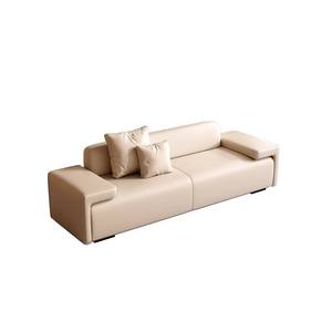 Sofá Cama Moderno de Cuero con Estructura de Madera y Relleno de Esponja, Sofá Rectangular para Sala de Estar, Villa u Hotel - Product Image 5