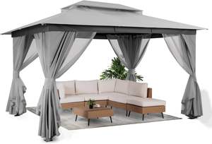 Gazebo de jardin en aluminium avec revêtement en poudre, 10'x13', avec boulons d'extension, tente de fête et abri robuste avec toits doubles - Product Image 3