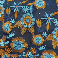Tissu en polyester entièrement brodé de fleurs avec strass, robe ethnique ghanéenne, dentelle brodée, modèle LY7624
