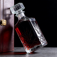 Carafe à vin en verre de luxe au design personnalisé, 500 ml, 750 ml, 1000 ml, bouteille carrée pour le stockage du whisky/du vin/de la vodka