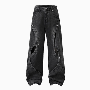 2024 nouveauté hommes surdimensionné Baggy Denim pantalon léger lavé jean droit taille moyenne trou décontracté Hip Hop Streetwear pour - Product Image 1