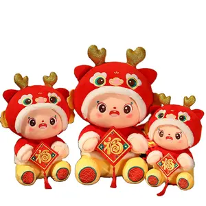 Fabrik preis Benutzer definierte 18-45cm Chinesisches Neujahr Maskottchen Red Dragon Dolls Cartoon Nette Baby Drachen Plüsch tier Geschenk Für Kinder