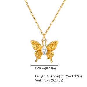 Trendy Tarnish Free Flower <strong>Charm</strong> Necklaces Women Gold Plated <strong>Bowknot</strong> Butterfly <strong>Pendant</strong> Necklace - Product Image 6