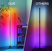 Lampu Lantai Sudut LED Smart Tuya Alexa Modern Dekorasi Warna Impian Sinkronisasi Musik RGB untuk Ruang Tamu Kamar Tidur