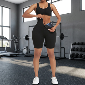 QIYU Custom High Waist Women's Spandex Elastic Zipper Closure Training Shorts Body Shaper Biker Sweat <b>Trainer</b> Leggings Home - Product Image 3