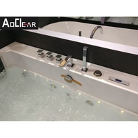 Baignoires en verre acrylique transparent de haute qualité, baignoires à remous autoportantes avec massage et lumière LED