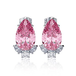 Boucles d'oreilles élégantes en topaze, argent 925, forme goutte d'eau, sertissage griffe, bijoux de mariage classiques pour femme - Product Image 3
