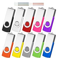 Memoria USB Metálica de 8GB, 10 Unidades, Giratoria, con Cordón, Colores Variados, USB 2.0, 1 Año de Garantía, Soporte Técnico por Teléfono y en Línea