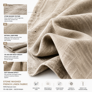 <span class=keywords><strong>Tissu</strong></span> en lin français 100% stonewashed <span class=keywords><strong>au</strong></span> mètre 170-180GSM, lin européen OEKO-TEX pour literie, robes, <span class=keywords><strong>rideaux</strong></span> et ameublement - Product Image 2