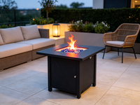 Mesa de Acero para Fogatas a Gas de 28 Pulgadas, 15,000 BTU, Control de Llama Ajustable, Mesa Moderna para Exteriores de Propano, Suministro de Fábrica