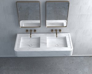 Lavabo en dalle de marbre blanc or Calacatta italien avec égouttoir <span class=keywords><strong>pour</strong></span> salle de bain et <span class=keywords><strong>cuisine</strong></span> RefineStone Modern Hotel - Product Image 4