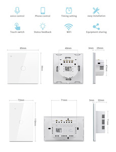 2024 New Hot cảm ứng Glass Bảng điều chỉnh tường chuyển đổi thông minh chuyển đổi wifi thiết bị chuyển mạch và ổ cắm - Product Image 3
