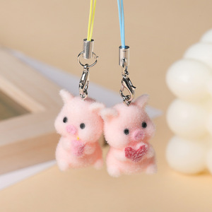 Llaveros de animales de peluche adorables, colgantes de resina flocada suave con mosquetón para decoración de bolsos y teléfonos, Verano 2025 - Product Image 5
