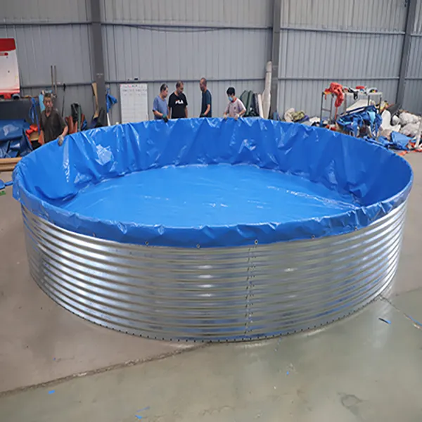 फैक्टरी कस्टम जस्ती नालीदार स्टील के पानी के भंडारण टैंक के साथ 500000 लीटर पीवीसी तिरपाल परिपत्र वर्षा का पानी संग्रह टैंक