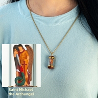 Pendentif miniature 3D puissant de protection Saint Michel Archange, plaqué or 18 carats, collier guerrier saint