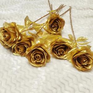 TC Wholesale Fleurs artificielles en or et argent, branches de roses en soie, <span class=keywords><strong>bouquet</strong></span> de roses artificielles, fausses roses pour la décoration de mariage, de fête à domicile - Product Image 3
