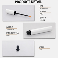 Tubes vides en plastique blanc de 6 ml avec bouchons plaqués pour sérum de croissance des cils, eye-liner, emballage cosmétique