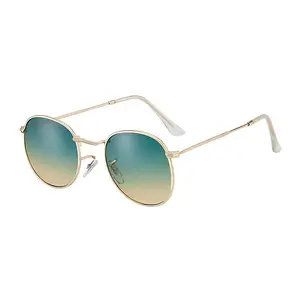 Gafas de sol clásicas de gran tamaño para todo tipo de clima, gafas de sol Retro con montura redonda de cara pequeña, película de Color, lentes UV400, gafas de sol de Metal para Unisex